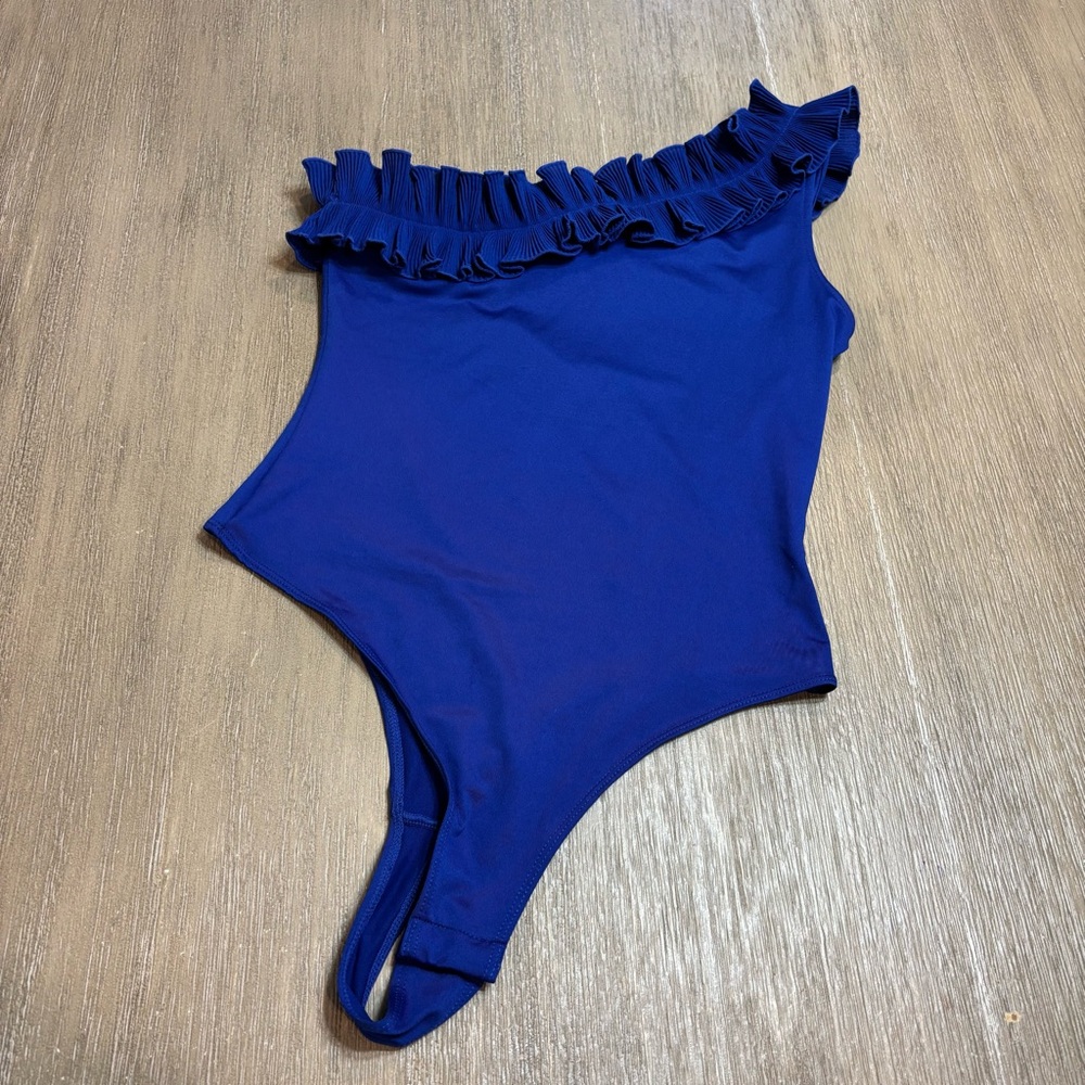 H&M One-Shoulder Ruffle Bodysuit - Royal Blue - Picture 5 of 5